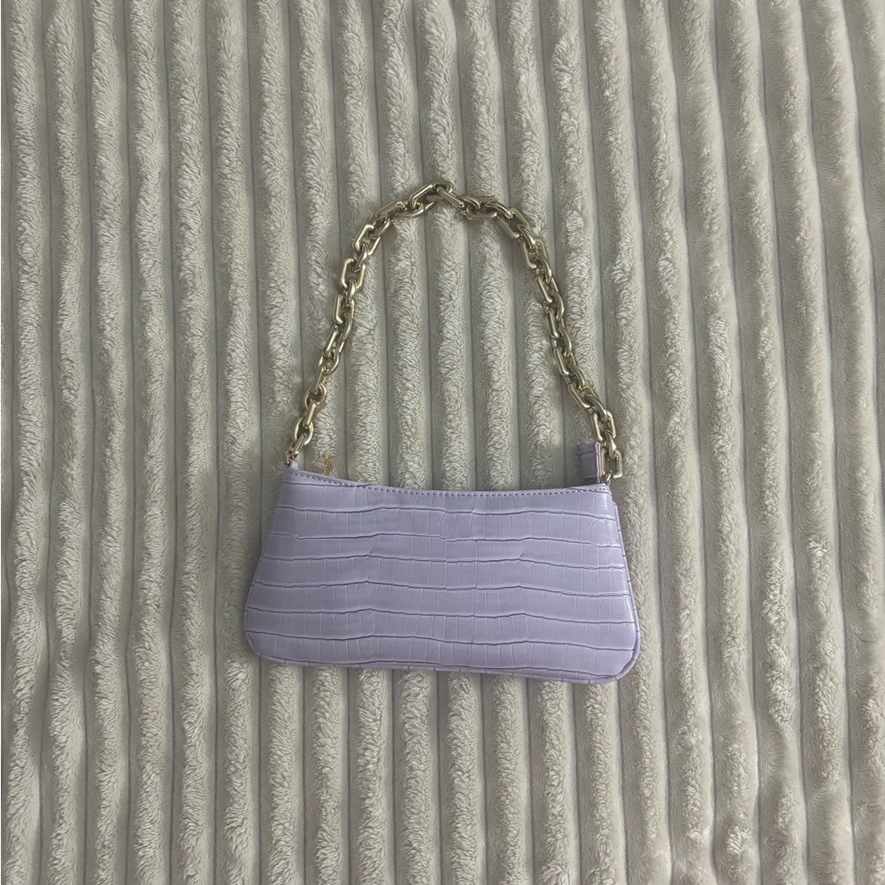 Zara Lilac Shoulder Bag with Gold Chain